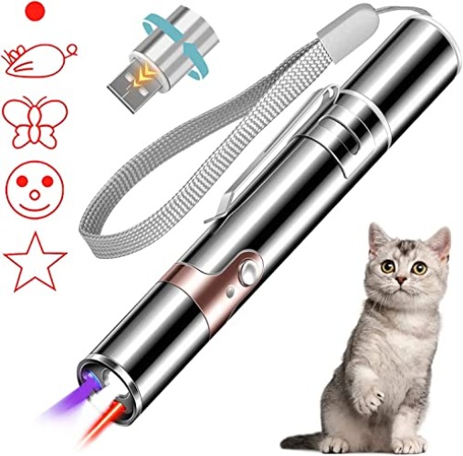 HEYPOMAX Cat Laser Toy, Cat Toys for Indoor, Laser Pointer Cat Toy, Laser Pointer for Cat and Dogs Chase Play, Keep Cat Busy Burning Fatus, USB Charging, 5 Switchable Patterns