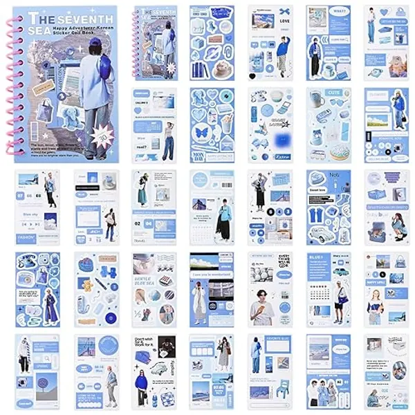 Vintage Scrapbook Stickers Book with 350+ Journal Stickers, Sticker Book for journaling Ephemera for Junk Journals People Stickers for Scrapbooking Supplies Aesthetic Stickers for Adults DIY Crafts - The Seventh Sea