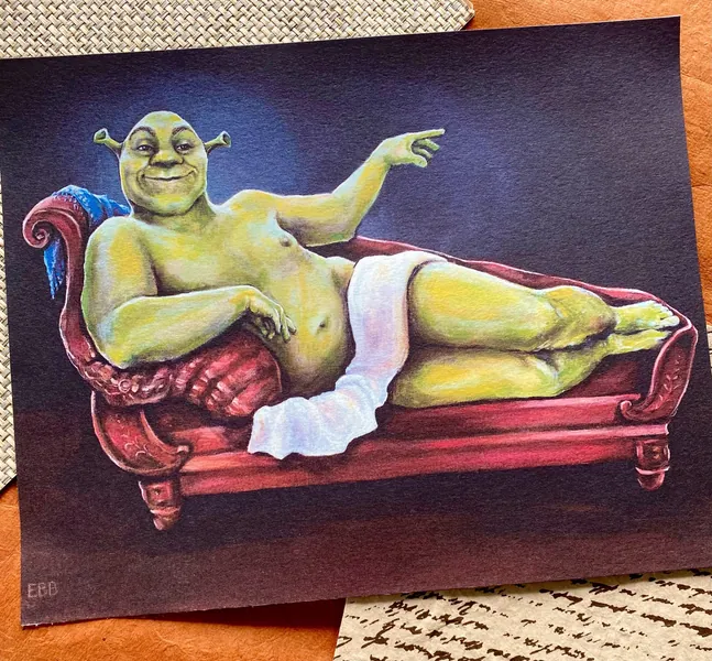 Renaissance Shrek Print Signed & Dated- Renaissance 8 x 10 Print on Deluxe Watercolor Paper - High Quality Classical Art