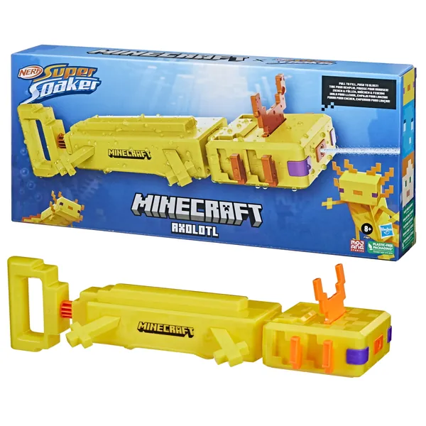 Nerf Super Soaker Minecraft Axolotl Water Blaster, Minecraft Axolotl Mob Design - Walmart.com