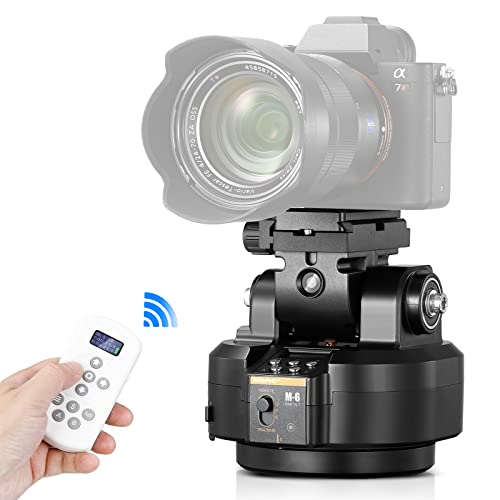 Soonpho M6 Auto Face Tracking Motorized Rotating Panoramic Tripod Head,AI Smart Face Body Tracking Remote Control Pan Tilt Head with Remote Control and Mobile Phone Clip for DSLR Cameras/Camcorders