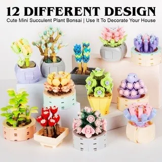 Jaki JK2710-1-10 Little Bonsai Series Succulent Plant Flowers Gift Decoration Building Brick Seni Bunga 6+ Ages