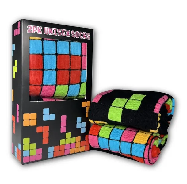 retro tetris block unisex socks (2pk)