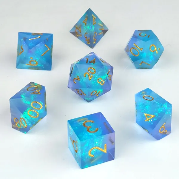 blue sharp edged dice