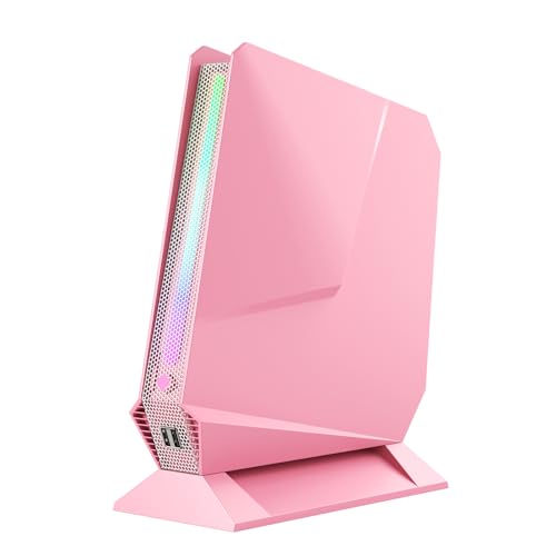 Gaming Mini PC, Intel I7-8750H Mini PC Nvdia GTX1050 DDR5 6C/12T RGB Lights Mini Desktop Computer, 16GB DDR4 512GB NVMe SSD, 2X HDMI Type-C WiFi6 BT5.2, Windows 11 Pro, Pink - i7-8750H | GTX 1050 - pink