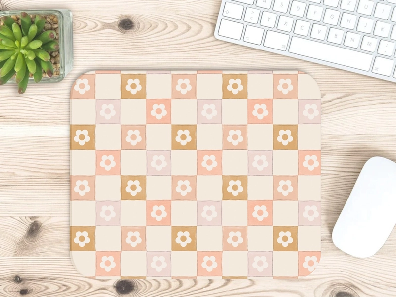 Neutral Flower Pattern Mouse Pad