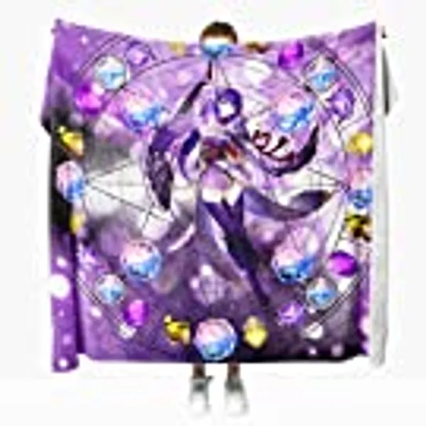 TopliTrend Genshin Impact Raiden Shogun Soft Plush Flannel Travel Blanket Bedroom Living Room Sofa Soft Blanket 50 inchX40 inch
