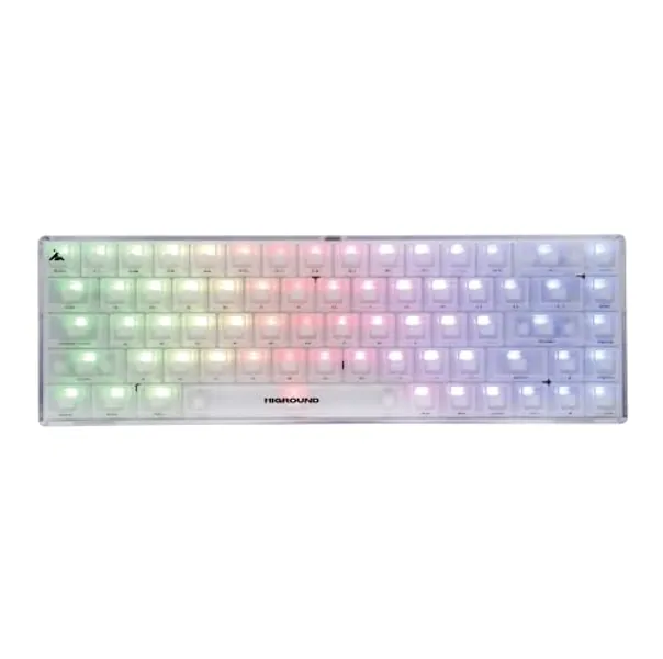 Higround Crystal Opal Basecamp 65% Mechanical Keyboard, White Flame Switches for Precision, Programable RGB, Translucent, Smooth Typing, Hot-Swappable, Deep Thocc Dual Silicone Dampening