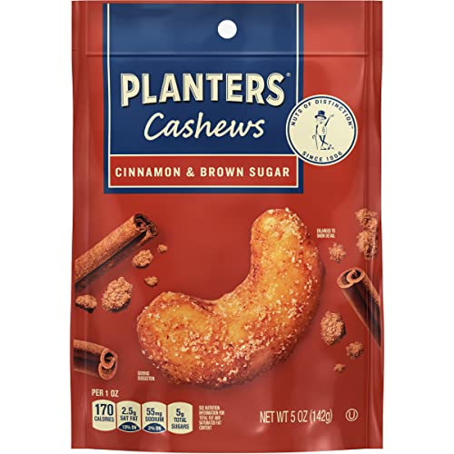PLANTERS Cashews Cinnamon & Brown Sugar, Party Snacks, 5 Oz Bag - Cinnamon & Brown Sugar - 5 oz (Pack of 1)