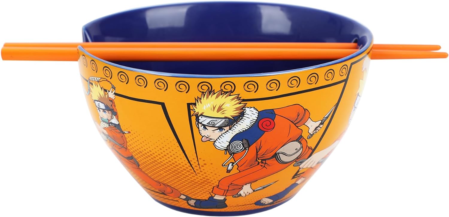 Naruto Action Panels Ramen Bowl with Chopsticks