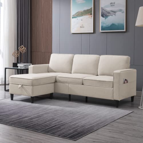 Convertible Sectional Couch Modular L Shape Sofa with Storage Ottoman Living Room Sets 3-Seat Sectional Couch for Small Space Living Room Bedroom