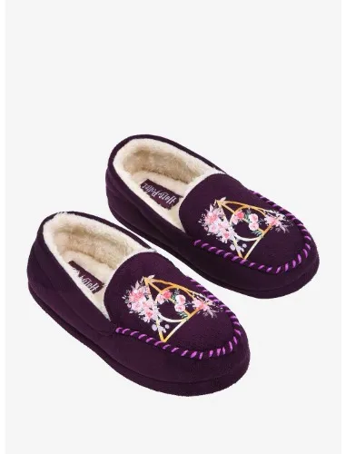 Harry Potter Floral Deathly Hallows Slippers | Hot Topic
