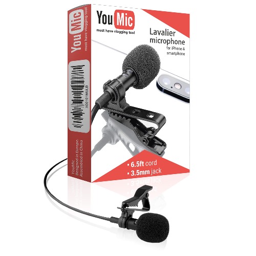 Best Professional Lavalier Lapel Microphone with Easy Clip On System | Perfect for Recording YouTube Vlog Interview/Podcast | Best Mic for iPhone iPad iPod Android Mac PC - Single Microphone