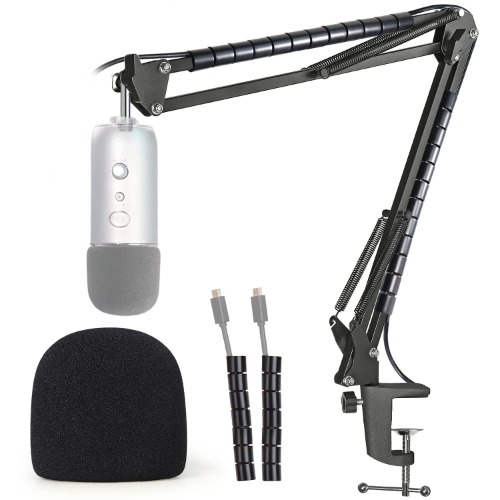 Blue Yeti Boom Arm with Foam Cover Windscreen - Microphone Stand Boom Arm with Pop Filter Compatible with Blue Yeti, Yeti Pro USB Mic by YOUSHARES - 