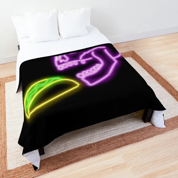 Neon Skull eating a Taco - DibsOnTacos | Comforter