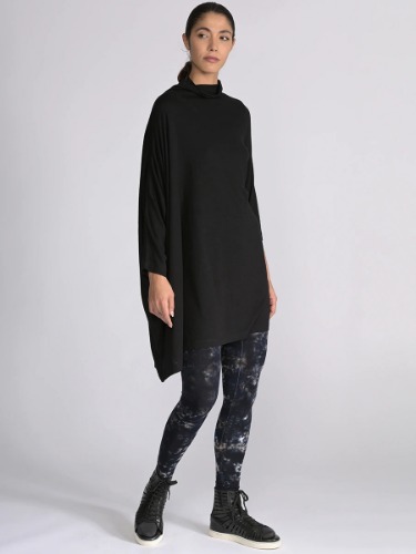 Bamboo Jersey Long Sleeve Roll Neck Tunic | Black / L (UK 16-18)