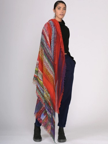 Fine Wool Print Scarf - Strokes of Colour | Multicolour / ONE SIZE
