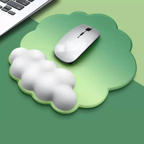 Cloud Mouse Pad with Wrist Support Cute Mousepad Wrist Rest - Green