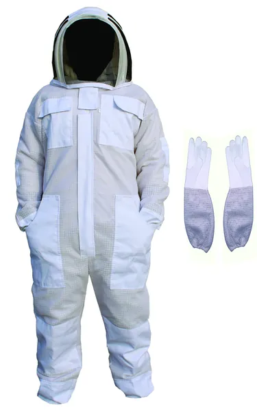 Sting Proof Ventilated Bee Suit 3 Layer with One Pair Gloves Unisex Beekeeping Suit Professional Beekeeping Suit with Removable Fencing Veil (Medium) - Medium