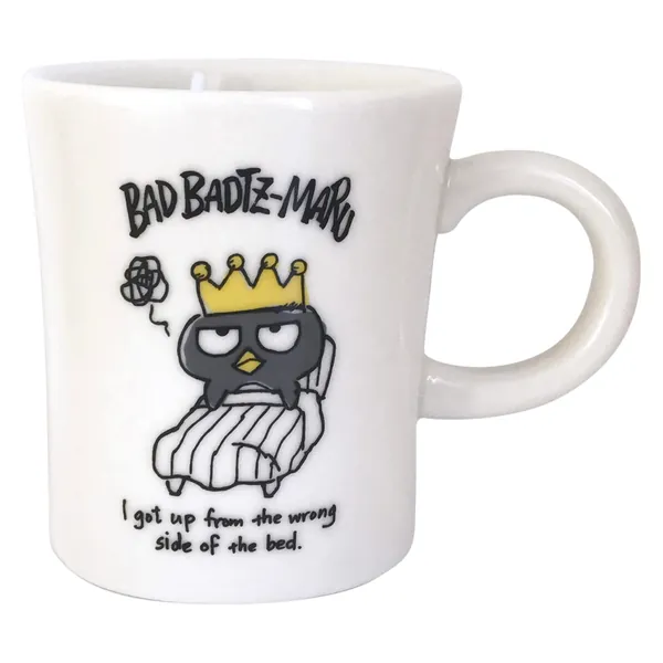 Sanrio 316120 Bad Batsumaru Mug, Approx. 11.2 fl oz (330 ml), Slightly Warm, White, Made in Japan - white