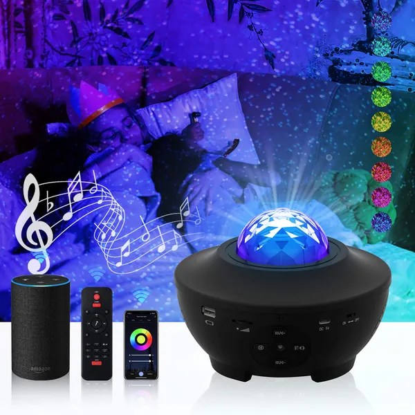 Star Projector Night Light by Esicoo, Music Star Projector Lamp,USB Cable Music Audio Star Projector Lamp,Atmospheric Night Light,Star Projector Party Light - B Star Projector Night Light