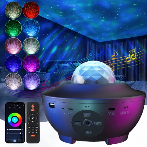 Galaxy Projector - UOUNE Star Projector with Remote & APP Control Color Changing,Music Bluetooth Speaker,Timer,Ocean Wave Star Sky LED Night Light Lamp for Baby,Kids Bedroom,Stage,Birthdays,Christmas
