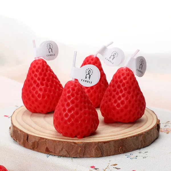 Nuanchu 8 Pieces Valentine Day Red Strawberry Candle Strawberry Shaped Scented Candle Mini Soy Wax Candle Small Scented Candle Wax Decorative Candle for Bedroom Bathroom Decoration Parties, 2 Packs -