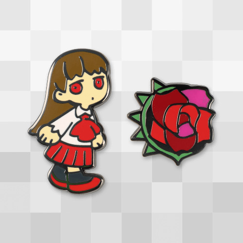 Ib & Red Rose Pin