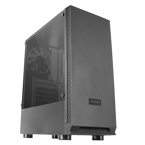 MARS GAMING MCN2 Caja PC Gaming ATX Ventana Lateral Completa Rejilla Delantera Diseño Cámara Dual Ventilador Trasero 12cm Negro Negro