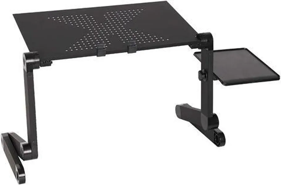 Foldable Aluminum Laptop Desk Adjustable Portable Laptop Table Stand with Mouse Pad Ergonomic Desk for Bed and Sofa (No Cooling Fan)