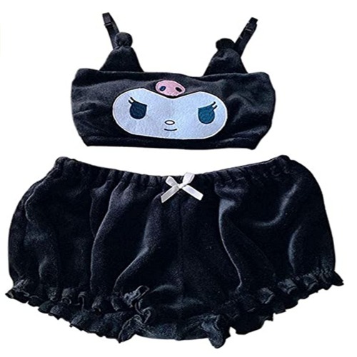 Xsylife Womens Kawaii Pajamas Set Melody Cosplay Costume Anime Cute Lovely Velvet Camisole Tube Top and Shorts Sleepwear Suits