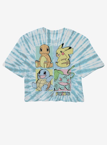 Pokemon Kanto Starter Tie-Dye Crop T-Shirt