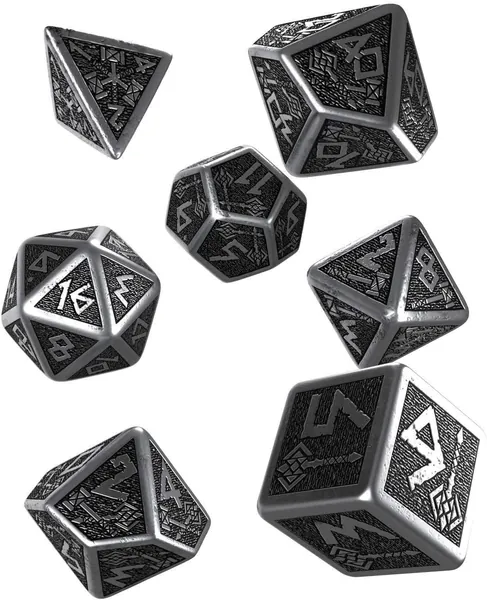 Q Workshop Dwarven Dice 7-Pieces Set, Metal and Black