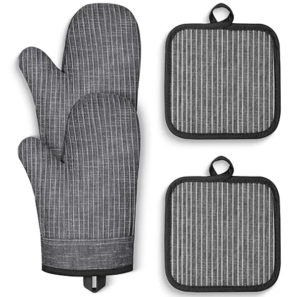 CUSIRA Oven Mitts and Pot Holders, Silicone Oven Gloves, 500 F Heat Resistant Oven Mitts Sets, Non-Slip Silicone Textured Grip, Darkgray - Darkgrey