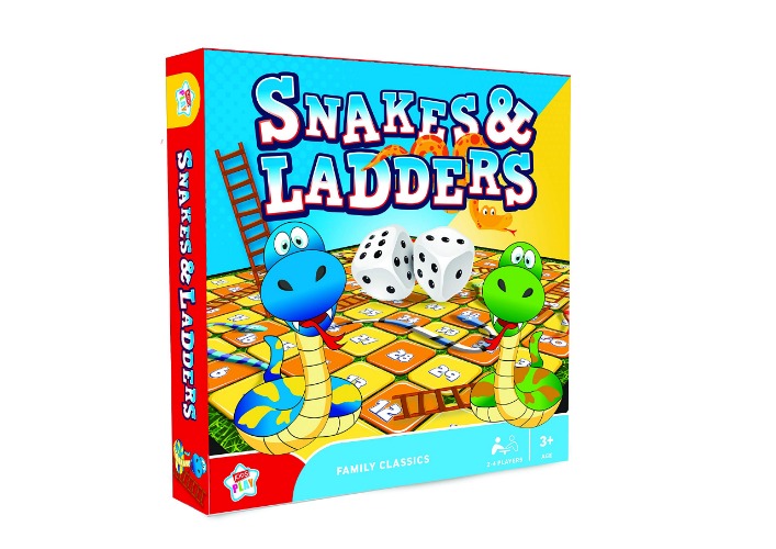 Kids Play - Activity Snake & Ladders Game - Traditional Family Board Games Idea for Kids - Classic Card Game Alternative - 4 to 6 Players - Fun Games for Everyone - 3+ Years