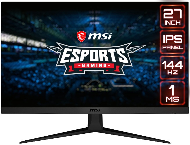 MSI Optix G271 Esports Gaming IPS Monitor - 27 Inch, 16:9 Full HD (1920 x 1080), IPS, 144Hz, FreeSync Premium, DisplayPort, HDMI, Wide Color Gamut, Night Vision, Anti-Flicker, Less Blue Light, Black