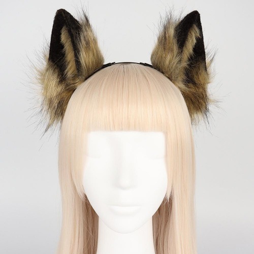 Fur Cat Ears Headband - Cosplay Party Accessory - Yellow / One Size