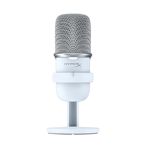 HyperX SoloCast – USB Condenser Gaming Microphone, for PC, PS5, PS4, and Mac, Tap-to-Mute Sensor, Cardioid Polar Pattern, Great for Streaming, Podcasts, Twitch, YouTube, Discord - White - White - Microphone