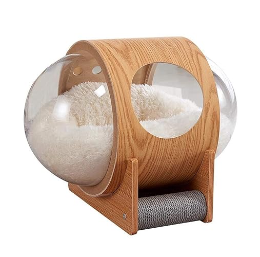 Spaceship Cat & Doghouse, Wooden Cat Furniture Pet Bed for Cat & Dog, Designed & Modern Cat House, Wooden Cat Furniture