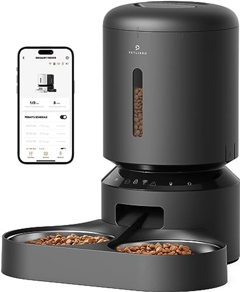 PETLIBRO Automatic Cat Food Dispenser, 5G WiFi Pet Feeder for Two Cats & Dogs with Remote Control, 5L Automatic Cat Feeders with Low Food Sensor, 1-10 Meals Per Day, Up to 10s Meal Call for Pets