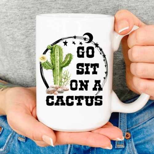 Go Sit On A Cactus Mug - White / One Size