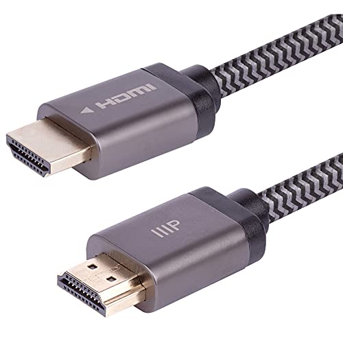 Monoprice 8K Certified Braided Ultra High Speed HDMI 2.1 Cable - 8K@60Hz, 48Gbps, CL2 In-Wall Rated, 30AWG, Dynamic HDR, Supports eARC, Compatible With the Latest Gaming Consoles, 6 Feet, Black/Gray - Length: 6ft - Type: Braided - Pack Size: 1