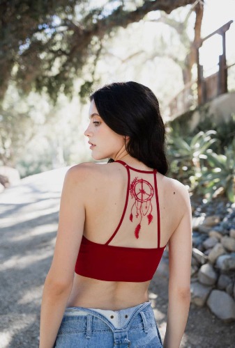Red DREAMER laser cut bra top | Xs / small