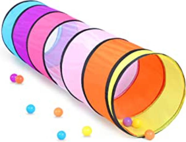 Colorful Baby Play Tunnel for Toddlers with Mesh Window, Cat Tunnel for Dogs Pets, Kids Crawling Tunnel Play Tent Pop Up Toddlers Tunnel Indoor Outdoor Toy Gift (Colorful Baby Tunnel)?- - Pink