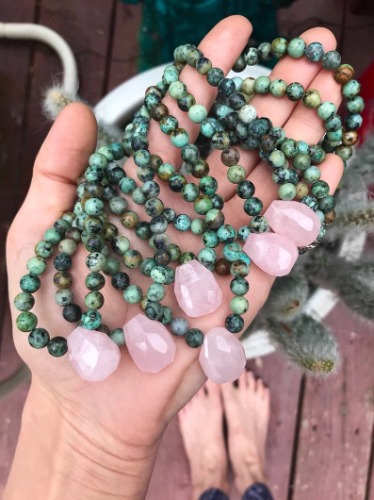 Rose quartz & african turquoise choker 16” | Default Title