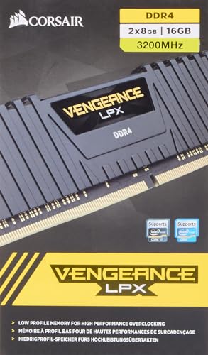 Corsair Vengeance LPX 16GB (2x8GB) DDR4 DRAM 3200MHz C16 Desktop Memory Kit - Black (CMK16GX4M2B3200C16) - Black - 16GB Kit (2x8GB) - 3200MHz - Memory