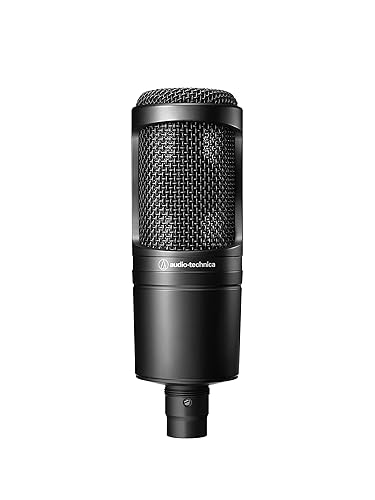 Audio-Technica AT2020 Cardioid Condenser Studio XLR Microphone, Ideal for Project/Home Studio Applications - AT2020 - Microphone - Black