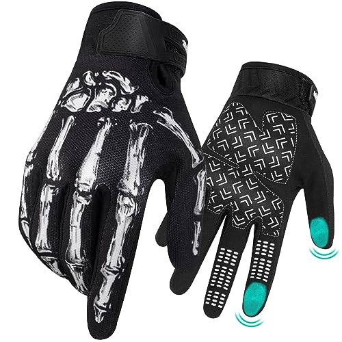 RIGWARL Touchscreen Non-Slip Skeleton Motorcycle Gloves for Men and Women, Joker Gloves for Cycling, Dirt Bike, Mountain Bike and Riding… - White Skeleton - Medium (Hand Circumference: 7.7-8.5inch)