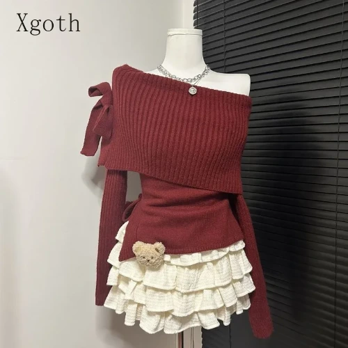 Women's skirt and bow sweater set
