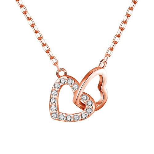 Rose gold plated heart link necklace